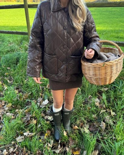 BY IC Uma Quilted Jacket Chocolate Brown