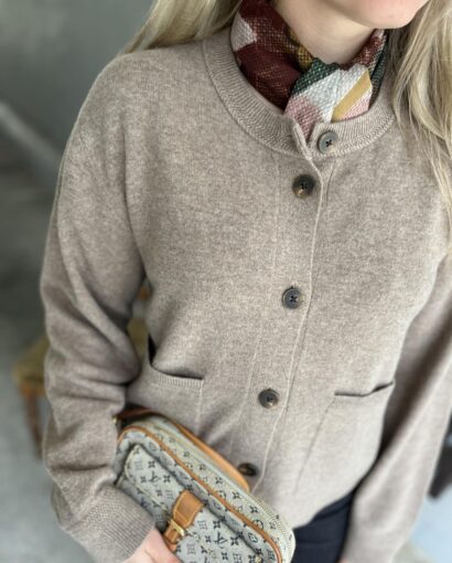 YAS Anni Knit Cardigan Taupe Gray