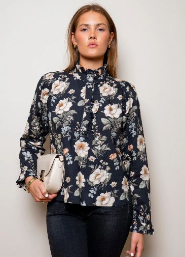 Miss Maya Ella Blouse Antique Black Poplin