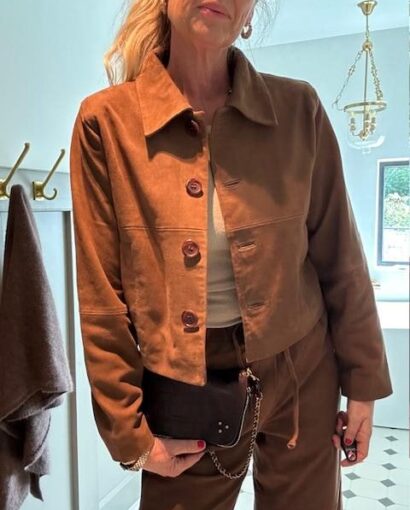 My Essential Suede Leather Trousers Tobacco Brown