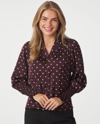 Neo Noir Camisa Dot Blouse Burgundy