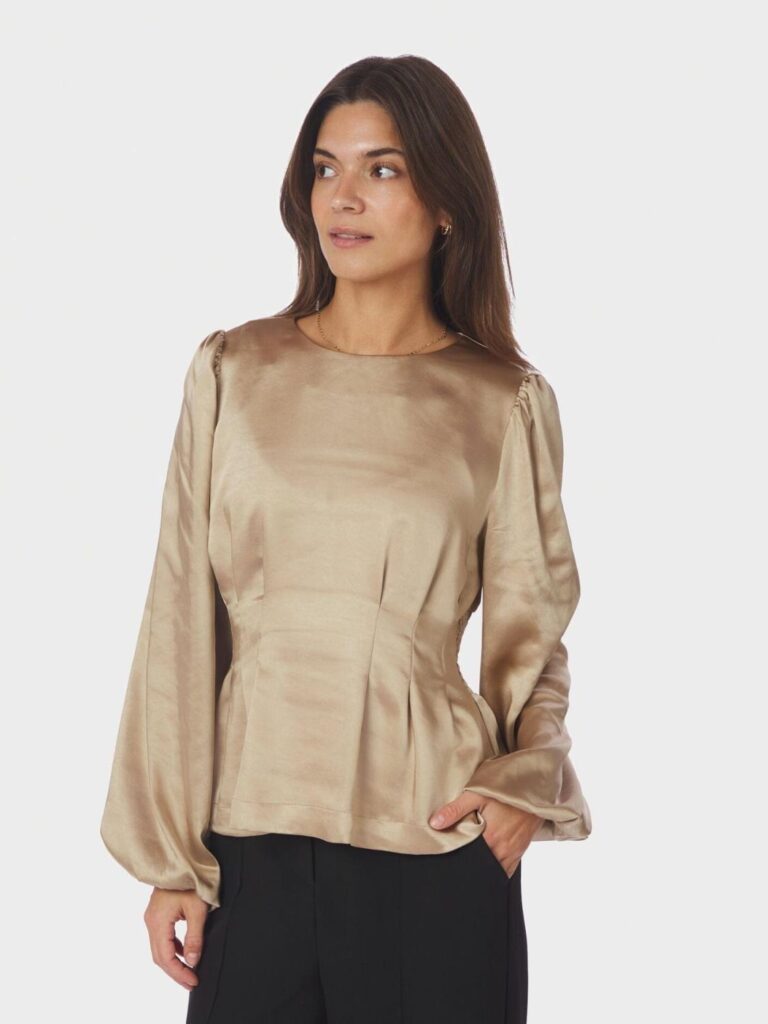 Neo Noir Vanya Crueshed Sateen Blouse