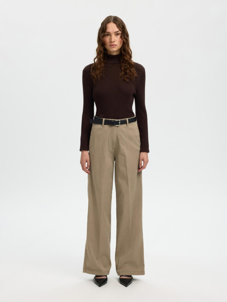 Selected Femme Mille Wide Pant Greige 32″