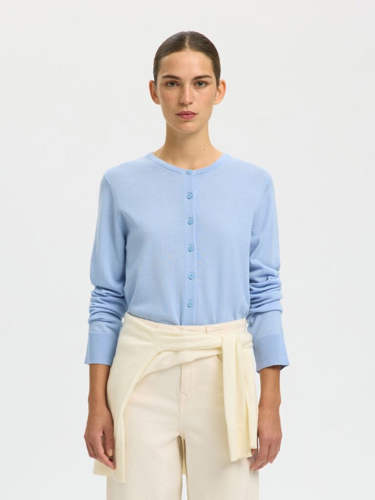 Selected Femme Thea Merino Cardigan Cashmere Blue